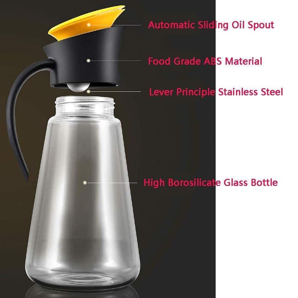 Distributore di olio, flacone spray for olio, flacone erogatore di olio d'oliva, flacone di olio d'oliva con tappo automatico, vetro borosilicato alto e flacone erogatore di olio, aceto e salsa di soi