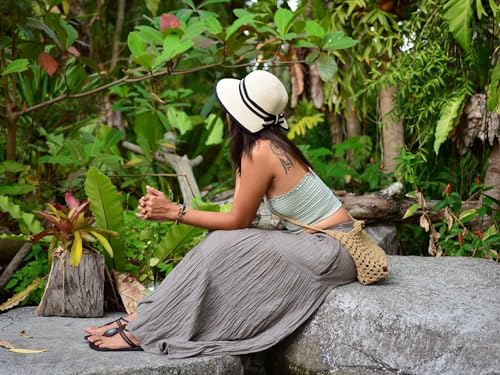 Sakoonee Boho Hippie Maxi Skirt Long Summer Cotton Dress for Women with Elastic Waist and 2 Pockets4