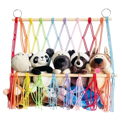 Animal Hammock - Esquina de juguete de peluche de 20,47 x 19,6 pulgadas, red de almacenamiento colgante, organizador de habitación de larga duración, red de animales boho para dormitorio, sala de