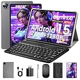 Aobante 10" Android 15 Tablet: 24 GB RAM + 128 GB ROM (1 TB Max), Octa-Core, 1280x800 HD IPS Touchscreen, 5MP+8MP Cameras, 6000mAh, with Keyboard, Mouse, and Widevine L1 (Gray)