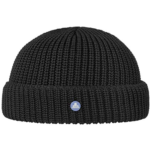HAMMABURG Bonnet Docker en Tricot Femme/Homme - Made in Italy pour Homme l'hiver avec Revers, Revers Automne-Hiver - Taille Unique Noir Cover