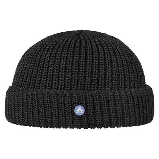 Hammaburg Stickad SkepparmössaDamer/Herrar - Made in Italy mössa herr vintermössa med uppvik, uppvik höst-vinter - One Size svart