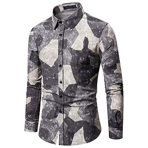 ARbuliry Chemises pour Hommes, Style rétro Shabby Men Casual Fantaisie Chemise Boutons Complets À Manches Longues Respirant Séchage Rapide Hommes Tops