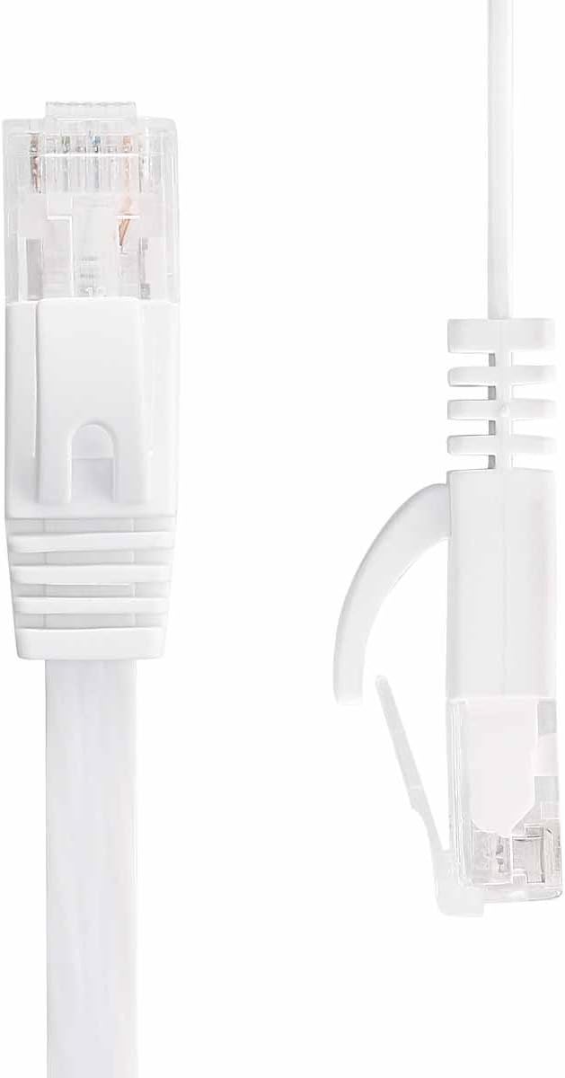 Cat 6 Ethernet Cable 10 ft - Flat Internet Network LAN Patch Cord Short – Faster Than CAT5E/Cat5, Slim Cat6 High Speed Computer wire with Snagless RJ45 Connectors for Router, PS4, Xobx- White (2 Pack) : Electronics