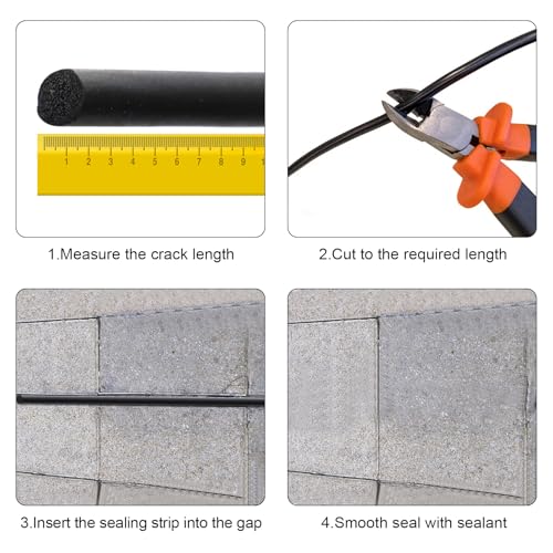 5 Meter Rundschnur Fugen-Dichtschnur, Ø4mm Durchmesser Fugenschnur Füllschnur, EPDM Fugenfüllprofil Fugenabdichtung, Fugen-Dichtung für Fuge und Spalt Beton Füllung
