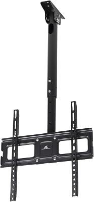 Maclean MC-943 Supporto universale a soffitto per TV OLED QLED LED LCD Plasma Girevole inclinabile regolabile in altezza 32-50″ fino a 35kg Soffitti inclinati Ristoranti PUB (Per un televisore)