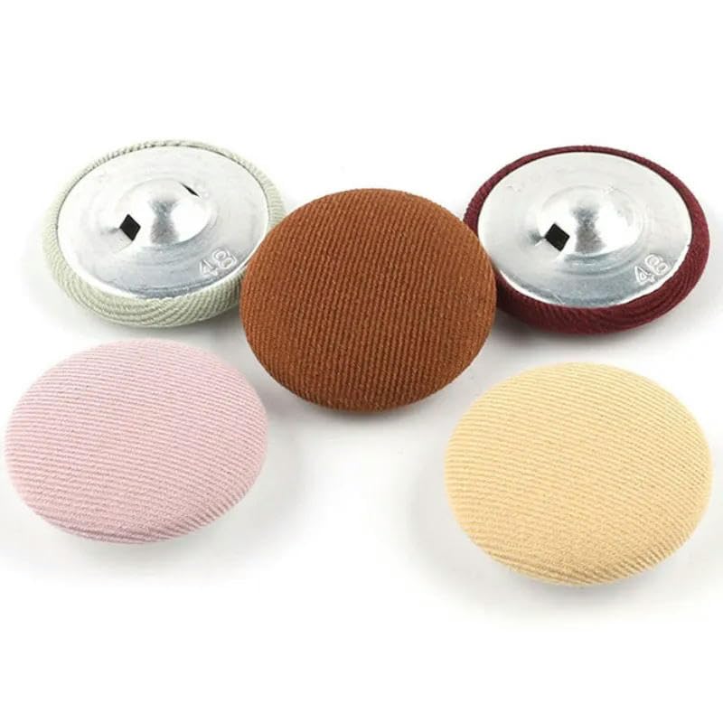 Bottoni rivestiti in tessuto con gambo in metallo, 18 mm, set da 10, ideali per cucito, progetti artigianali e fai da te, chiusura durevole ed elegante per abbigliamento e accessori