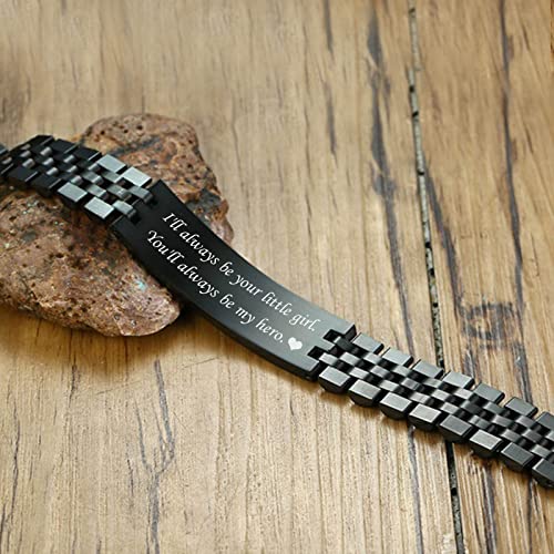 VNOX Father Dad Bracelet for Men - Stainless Steel Link Bracelet Personalized Engraved DAD Jewelry Father Day Birthday Gift for Men DAD Father from Daughter by VNOX - Image 4