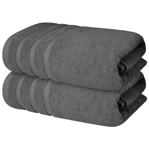 Infinitee Xclusives Bath Towels Set of 2 (70x140 cm) – 100% Soft Ring-Spun Cotton, Ultra Soft & Highly Absorbent Towels for Spa, Gym, Hotel & Everyday Bathroom Use |Shadow Grey|