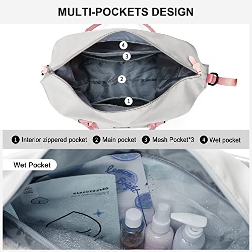 Sport Travel Duffle Bag Large Gym Tote Bag For Women, Weekender Bag Carry On Bag For Airplane, Ladies Beach Bag Overnight Bag Waterproof Bag Luggage Bag With Wet Bag Grey #TOP4