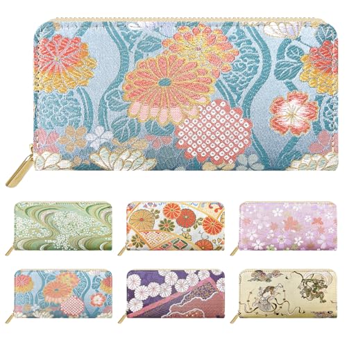 西陣織 長財布 レディース 財布 ラウンドファスナー 大容量 ラウンド型財布 サイフ 金襴 和柄 和風 彩 立涌地菊花（新橋）のサムネイル