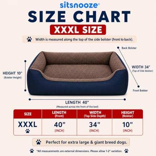 Image of SITSNOOZE Giant Reversible Orthopedic Dog Bed XXXL Size for Massive Breeds 45 kg and Above Washable Sofa Mat for Tibetan Mastiff and Newfoundland (Brown Furr, XXXL)