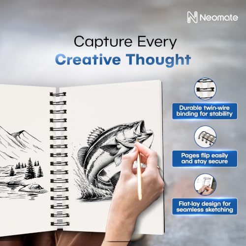 Image of Neomate Artists Spiro Bound Sketch Book | Spiral | A4 Size, 120 Pages, 110 GSM | Ideal for Students and Adults, Home, School, Students, Beginners, Professional Drawing, Sketching, Mandala Art