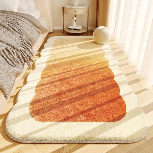 Tapis de chevet forme irrégulière crème : la douceur grand format - 2
