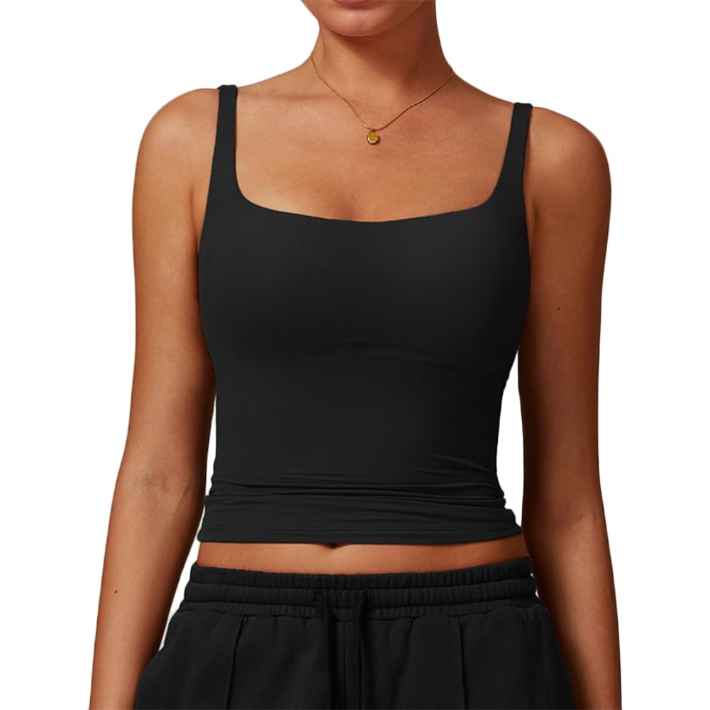 JPXJGT Active Wear Women Sleeveless Fitness Shirt Yoga Wear Gym Tank Top(Size:M,Color:Black)