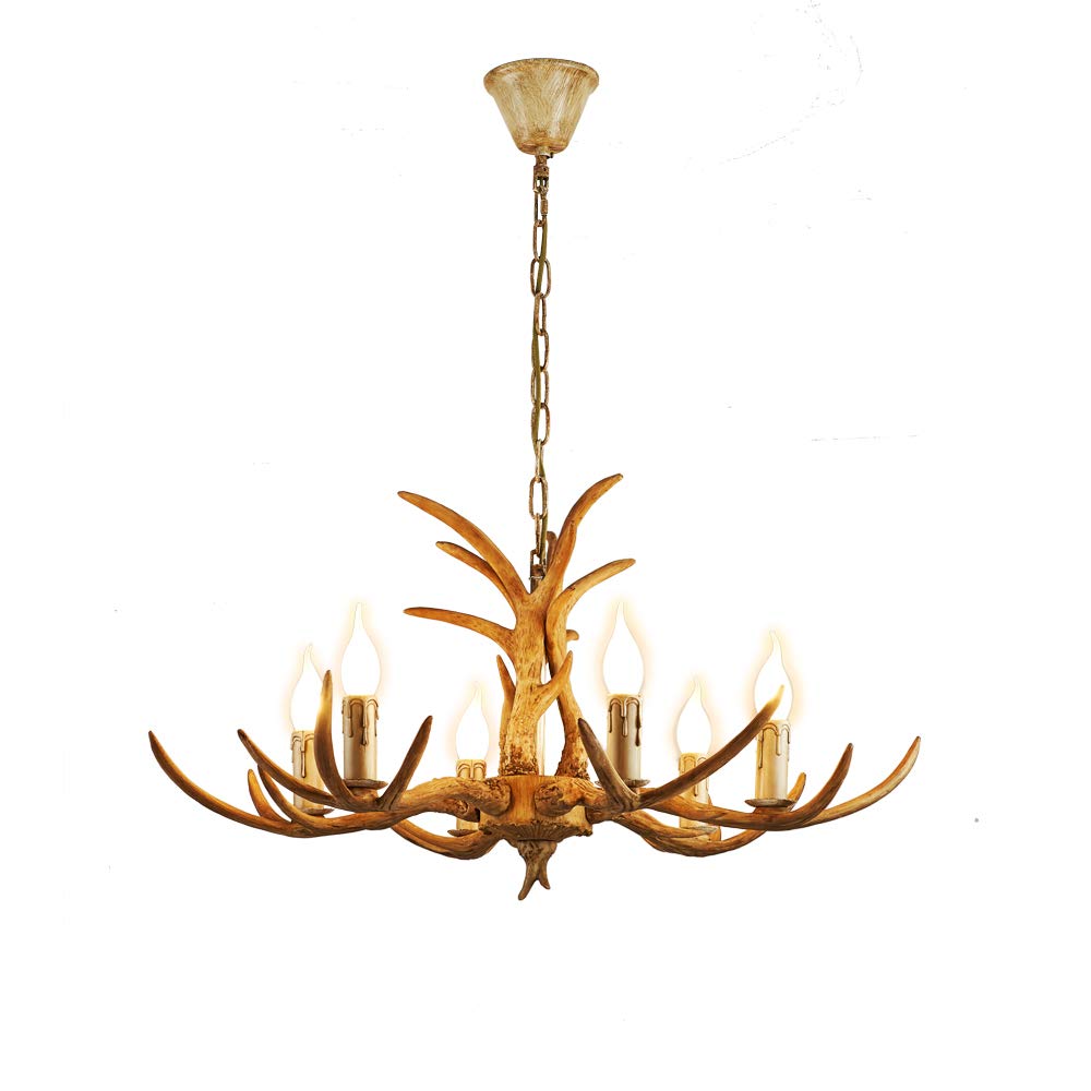OUKANING Antler - Lámpara de techo, diseño de cuerno de ciervo, 6 luces, estilo vintage, para sala de estar, bar, cafetería, comedor