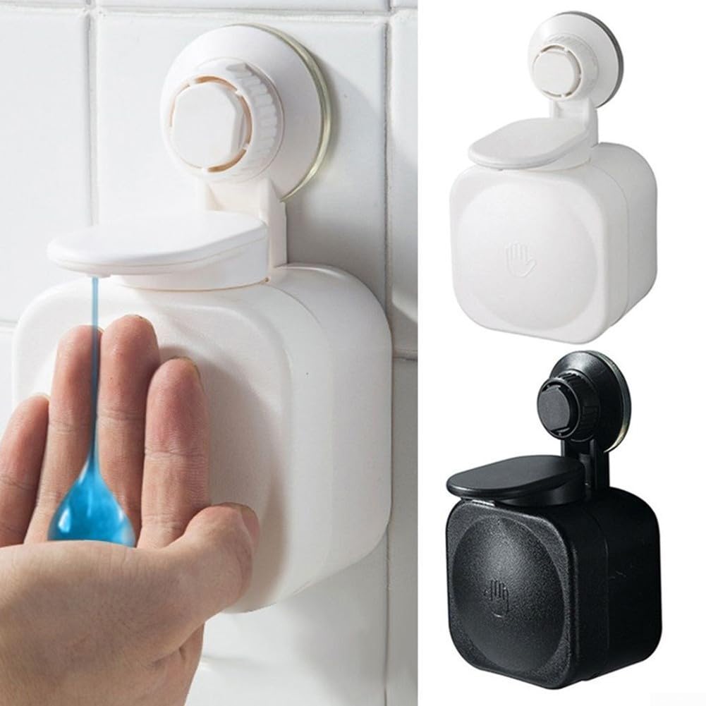 Zoegneer Zeepdispenser Met Zuignap - Boorvrije Wandmontage Voor Badkamer Of Keuken (wit, 11x8.5x9 Cm)