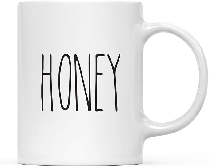 Andaz Press Simple Rustic Farmhouse Kitchen Decor 11oz. Ceramic Coffee Tea Mug Gift, Honey, 1-Pack, Includes Gift Box, Minimalist Birthday Christmas Ideas Honey Coffee Mugs Honey Mug