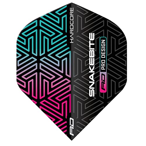 RED DRAGON Peter Wright Snakebite Hardcore Premium Black & Rainbow Dart Flights - 3 Sets Per Pack (9 Dart Flights in total)