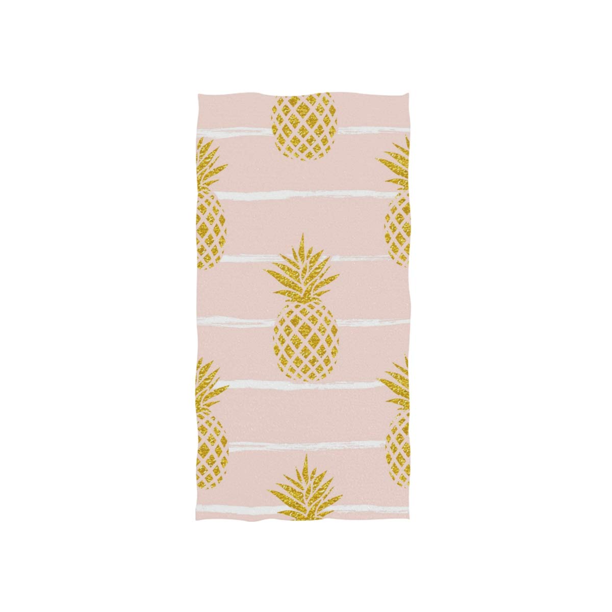 Linomo Girls Gold,Pink Hand Towel Gold Pineapple Pink Stripe Towel Cotton Face Towel Dish Towel For Kids Boys Adult