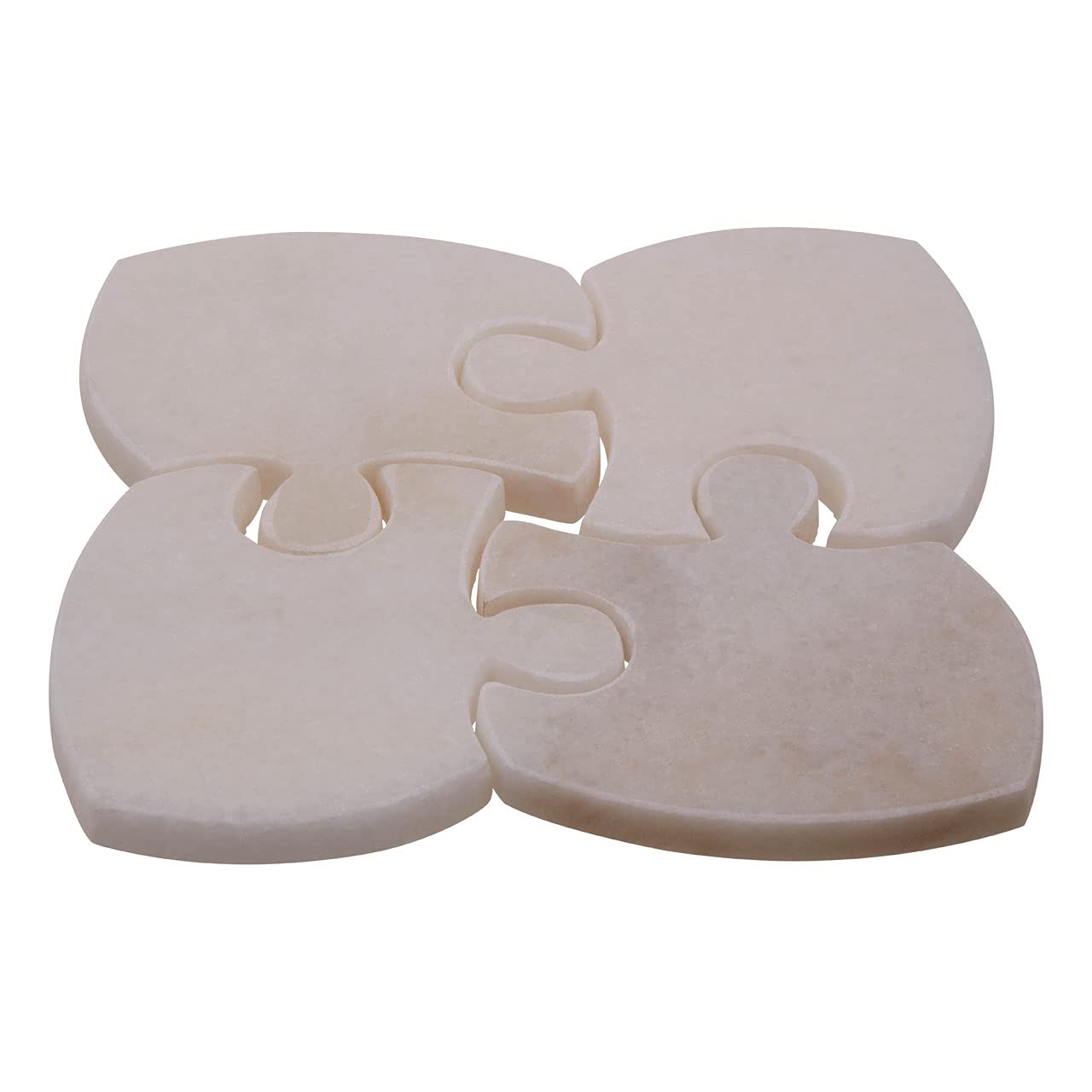Premier Housewares Placemats and Coaster Marble Jigsaw Table Mats And Coasters Set Of 4 Practical White Coasters Stylish Coasters 17 x 1 x 17