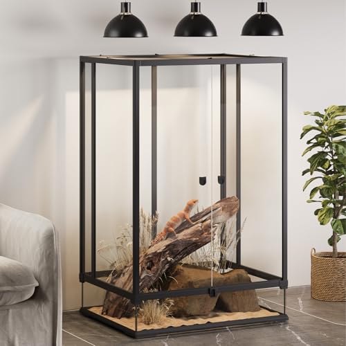 Erinnyees 67 Gallon Reptile Terrarium with Top Screen Ventilation Snake Habitat with Heating Pad Space Front Opening Reptile Vivarium with Sliding Cable Outlet for Snakes Leopard Geckos Turtles