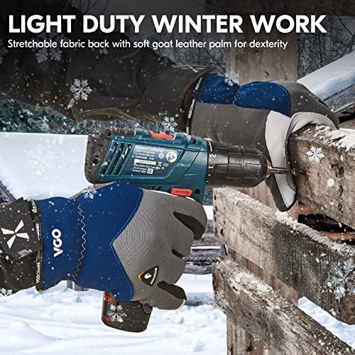 Vgo... 1Pair 0℃/32°F Winter Leather Work Gloves, Cold Weather Waterproof Safety Work Gloves,Cold Storage Or Freezer Use,W/3M Thinsulate Lining(Size Xl, Gray, Ga7711Fw) #TOP2