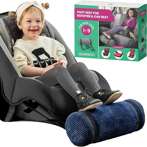 Image of Car Seat Foot Rest for Kids | Car Seat Accessories | Leg Rest for Car Seat Kids | Car Foot Rest with Extra Long Straps Adjusts to Any Carseat Or Toodlers Booster Seat Navy by SWANOO
