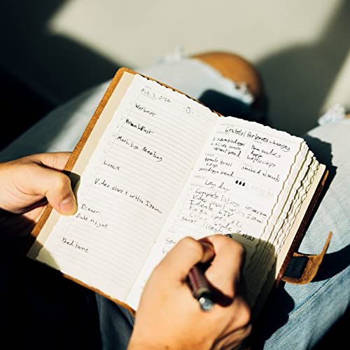 Premium Leather Pocket Daily Planner, Plan/Record 94 Days, Track Productivity, Wellbeing, Gratitude, And More, Planner Log Pro | Saddle #TOP4