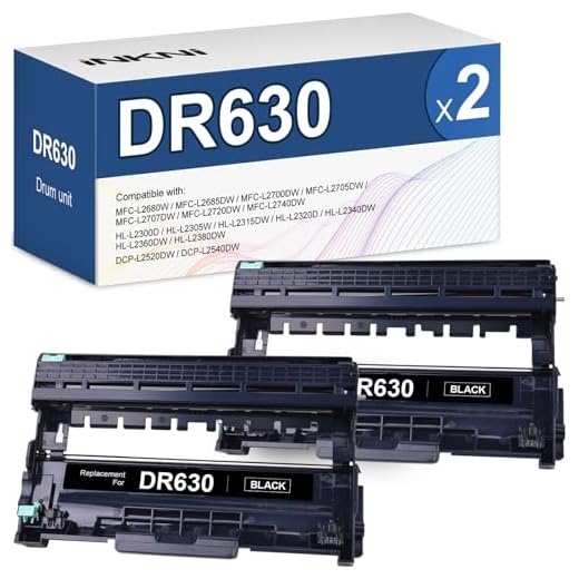 InkNI Compatible TN630 TN660 Drum Unit Replacement for Brother DR630 DR-630 for DCP-L2540DW MFC-L2740DW MFC-L2700DW HL-L2360DW HL-L2340DW HL-L2380DW HL-L2300D Printer(Black,2-Pack)