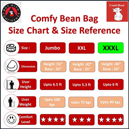 Image of ComfyBean - Designer Bean Bag Filled with Beans - for Adults - Max User Height : 5 Ft. - Max User Weight : 60 Kgs - Bean Bag - Size : XXXL - Color : Need More Sleep - Lavender & Black