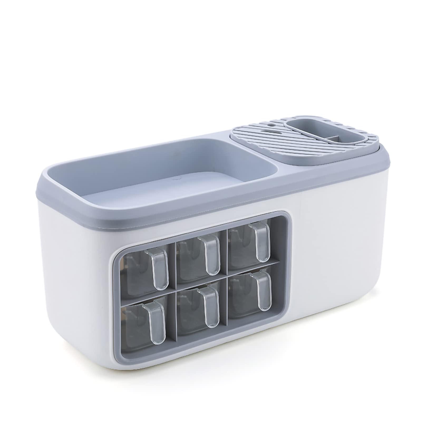 SIXRUN Caja de Almacenamiento para Botellas de Condimentos, Organizador de Especias de PP, Estante de Doble Capa con Soporte para Cuchara para Cuchillos, Encimera de Gran Capacidad, Ahorro de (L Gris)