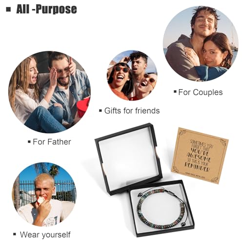 VIBILIA Healing Crystal Bracelets Beaded Bracelets for Men Women Natural Stone Adjustable Bracelets Unique Gifts for Father Son Grandfather Brother Friend4