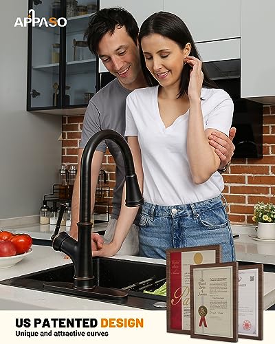 Appaso AP-K133-ORB Bronze Kitchen Faucet With Pull Down Sprayer, Oil Rubbed Bronze Single-Handle High Arc Single Hole Pull Out Kitchen Sink Faucets thumb #1