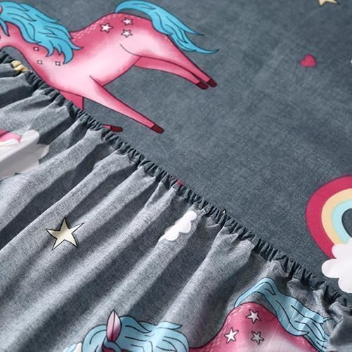 Miniatura 5 de SDIII Juego de sábanas de unicornio gris de 4 piezas, tamaño matrimonial, microfibra suave con bolsillo profundo, para niñas, niños, adolescentes,