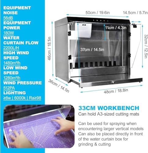 Water Curtain Airbrush Spray Booth,Water Curtain & Extractor Filter Set,with Gesture/Touch Control,Paint Spray Booth Kit