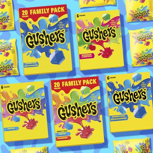 Image of Gushers Blueberry Grape & Sour Blue Raspberry Fruit Snacks, 6 ct, 4.8 oz