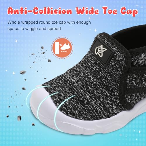 QFH Toddler Shoes Boys Girls Sneakers Comfy Barefoot Shoes Kids Adjustable Hook and Loop Walking Shoes Wide Toe Box Breathable Shoes2