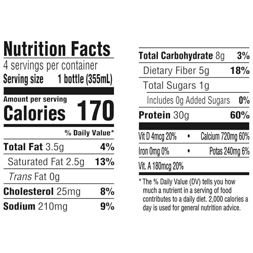 Image of Oikos 30g Protein Shake, Strawberry, High Protein Drinks, Shelf Stable, Ready to Drink, 5g Prebiotic Fiber, 12 fl oz Bottle, 4 Count​