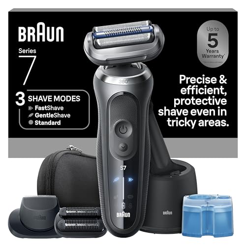 Braun Electric Razor for Men Series 7, Electric Shaver, Extra Head, Precision Trimmer, 4-in-1 Clean & Charge Center, Case, S7 7187ps
