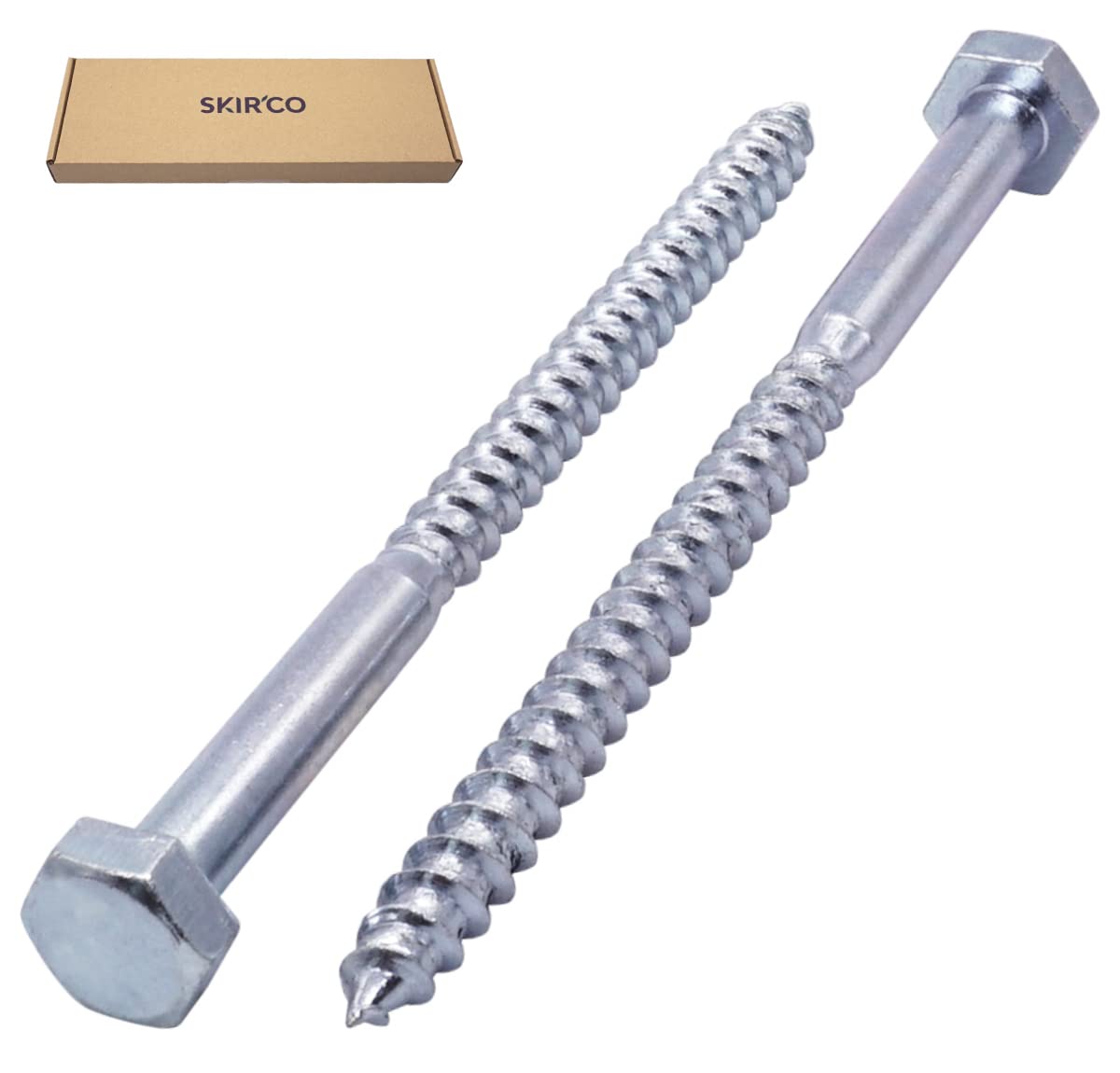 SKIR'CO (4 szt.) DIN 571 śruby z łbem sześciokątnym ze stali ocynkowanej M10 x 140 mm, śruby śrubowe, śruba sześciokątna, śruby opóźniające