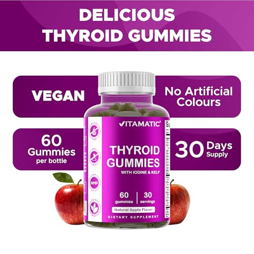 vitamatic vegan thyroid support gummies with iodine amp kelp  60 count improve your energy amp increase metabolism  plant-based