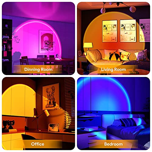 Image of One94Store Sunset Lamp Projector, 16 Colors Laser with Led Lights /Desk Lamp, Rainbow Night Light 360 Degree Rotation Romantic Sunlight with Remote for Photography /Vlog /Selfie (Plastic, Pack of 1)