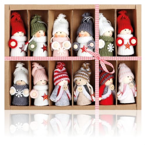 Skandinavischer Christbaumschmuck 18 com-four® 12x Premium Weihnachtsbaum-Anhänger Engel -...