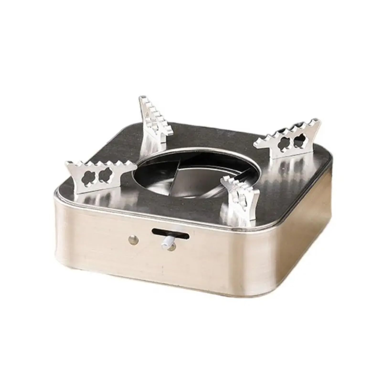 Portable Stove Rack Portable Square Stainless Steel Alcohol Stove Ultralight Drawer Style Burner Stove Silver Camping Furnace Outdoor Hiking(Regular style)