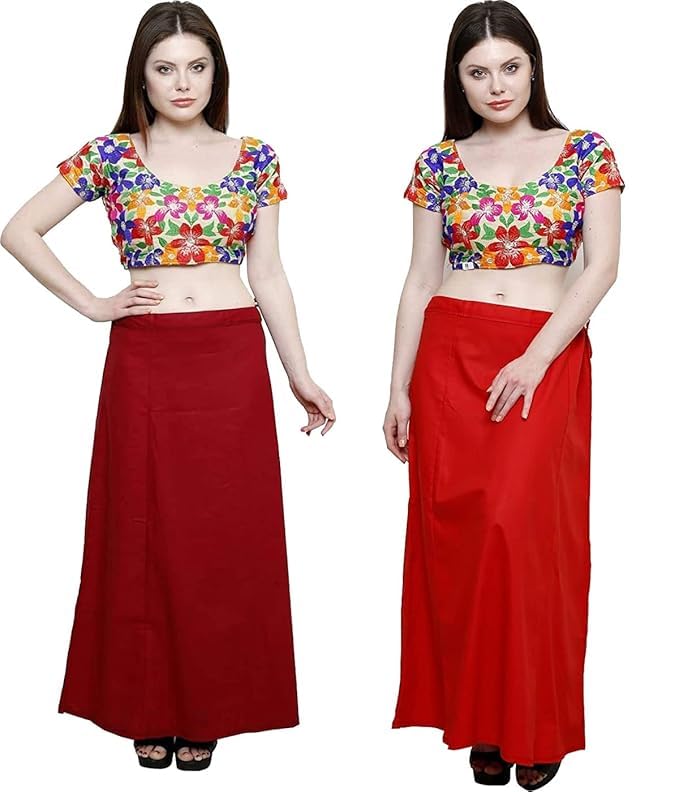 ocean store Women's Pure Cotton A-Line Saree Petticoat Inskirt Free Size Combo Pack (Set of 2)-picture-55