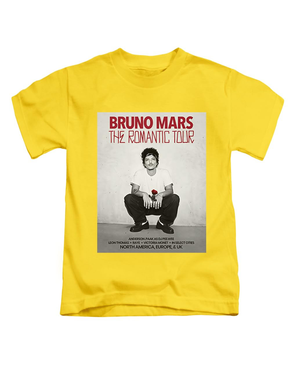 New Spirit Original Unisex Yellow Red Text Bruno Pop Mars The Romantic Novelty Meme Iconic Trending Trend Tee T-Shirt Funny T Shirt Top