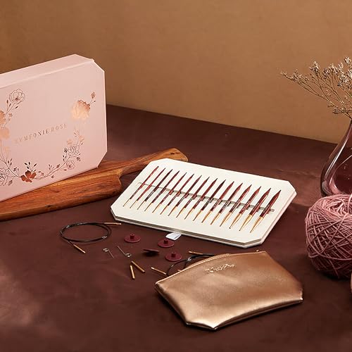 KnitPro Deluxe Gift Set - Symfonie Rose Interchangeable Circular Needles (3.50-8.00mm) with Accessories, Red-Brown, 13cm - Image 4