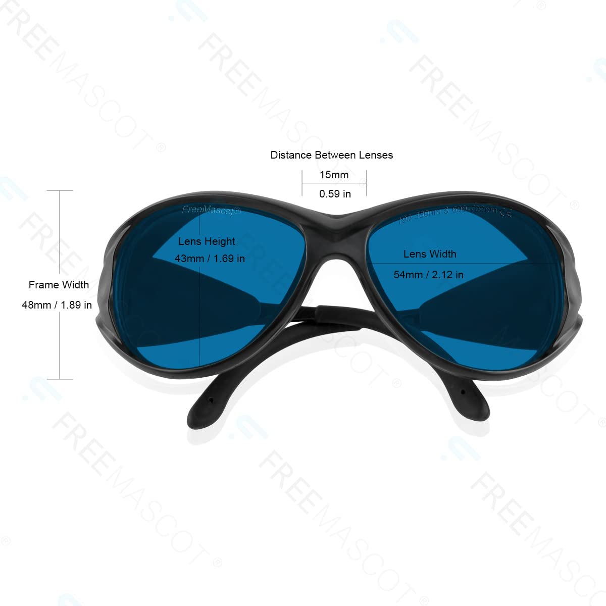FREEMASCOT Lunettes de protection laser professionnelles OD 6+ 190 nm 380 nm 600 nm 700 nm Longueur d'onde Violet/rouge pour 365 nm 635 nm 638 nm 650 nm
