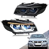letsdate Headlights for BMW E90/E91 LCI 2009-2012, Projector Headlights for BMW 3-Series, Headlights for BMW 328i 335i 4dr Sedan with Sequential Turn Signal, Plug & Play (09-12 Halogen Ver)
